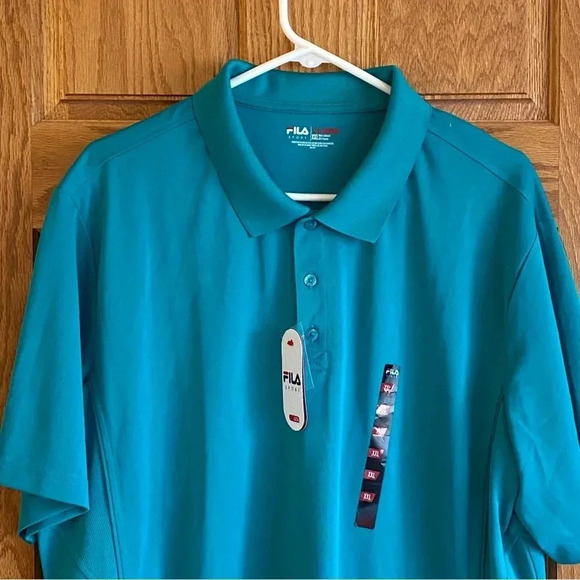 Fila Athletic Fit Performance Green Polo Golf Shirt Short Sleeve Wicking 2XL XXL - Picture 2 of 5